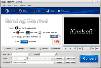 Click to view iCoolsoft 3GP Converter 3.1.10 screenshot