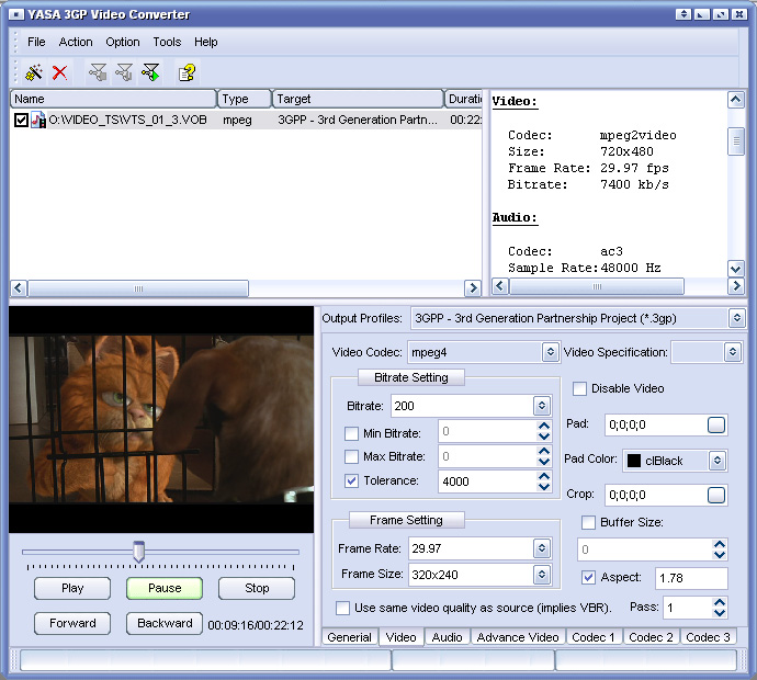 Click to view YASA 3GP Video Converter 3.7.55.1682 screenshot