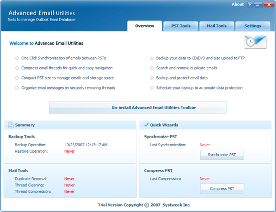 Click to view Advanced Email Utilities 1.00 screenshot