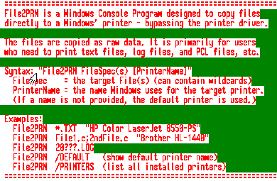 Click to view File2PRN - Console Mode File Printer 1.1 screenshot