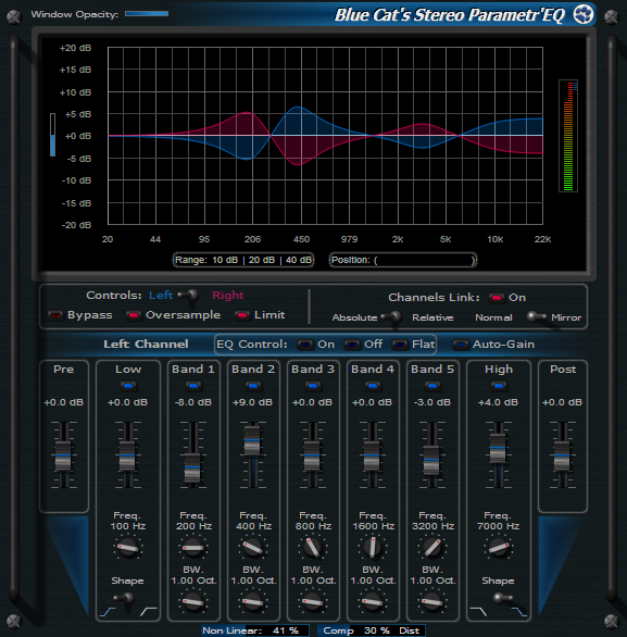 Click to view Blue Cat's Stereo Parametr'EQ 3.52 screenshot