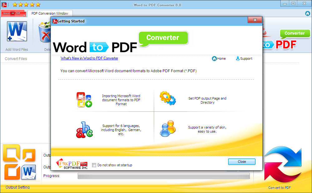 Click to view Word to PDF Converter 8.4 screenshot