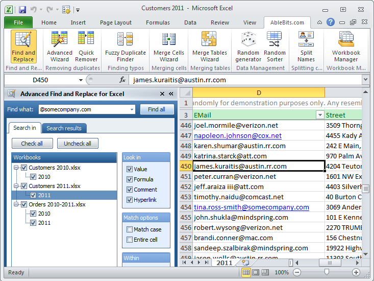 Click to view Advanced Find & Replace for Excel 4.5.4 screenshot