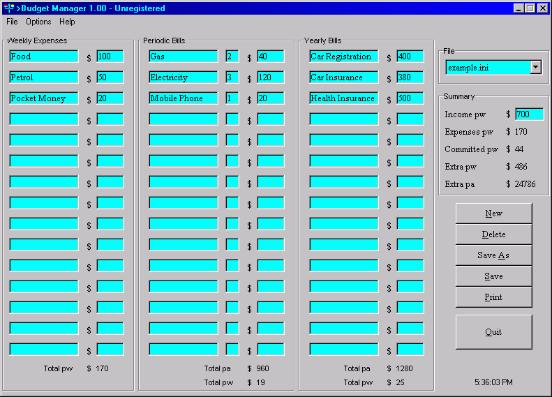 Click to view Budget Manager 2004.09.01 screenshot