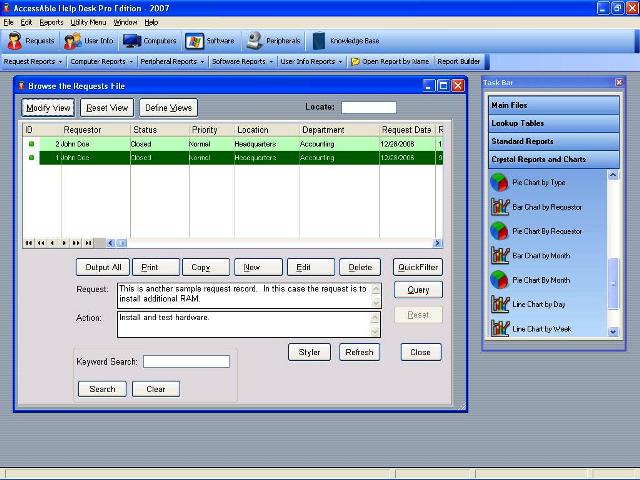 Click to view AccessAble Help Desk Pro Edition 2007 screenshot