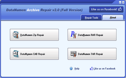 Click to view DataNumen Archive Repair 2.0 screenshot