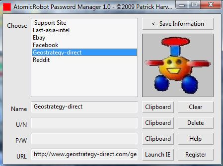 Click to view AtomicRobot Password and Link Manager 2.0 screenshot