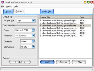 Click to view Quick All Audio Converter 3.1 screenshot