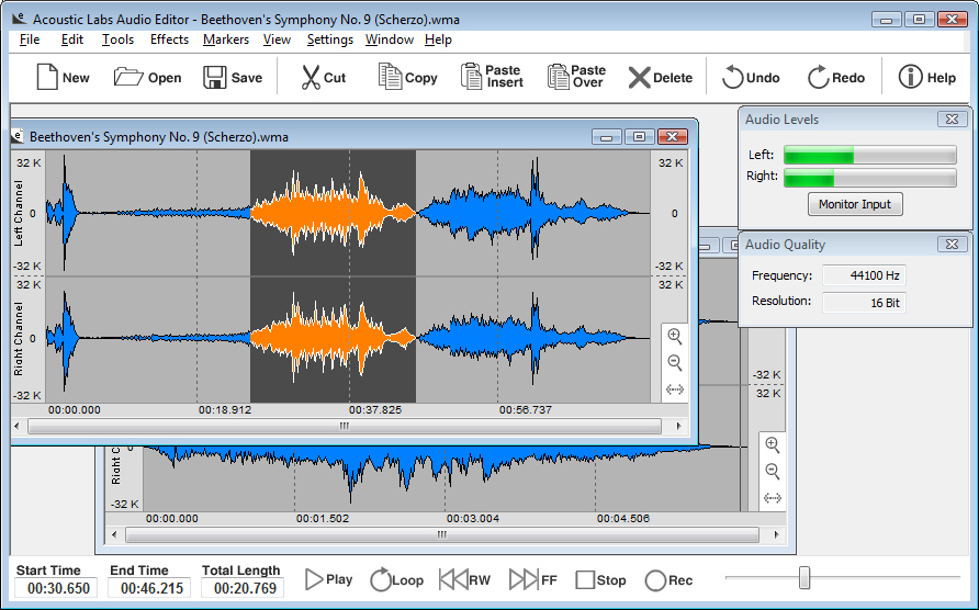 Click to view Acoustic Labs Audio Editor 1.5 screenshot