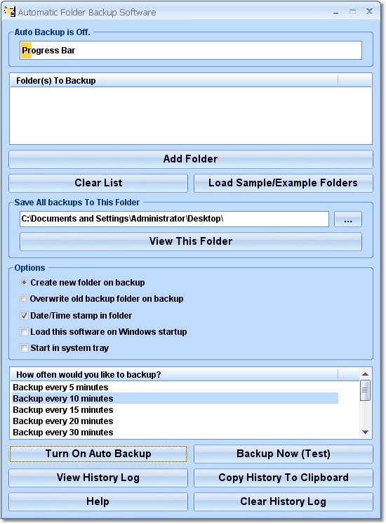 Click to view Automatic Folder Backup Software 7.0 screenshot