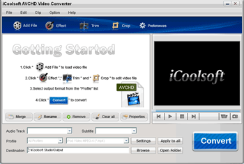 Click to view iCoolsoft AVCHD Video Converter 3.1.10 screenshot