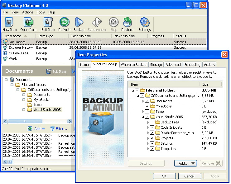 Click to view Backup Platinum 4.0 screenshot