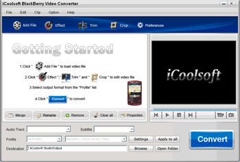 Click to view iCoolsoft BlackBerry Video Converter 3.1.10 screenshot