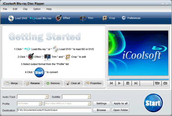 Click to view iCoolsoft Blu-ray Disc Ripper 3.1.10 screenshot