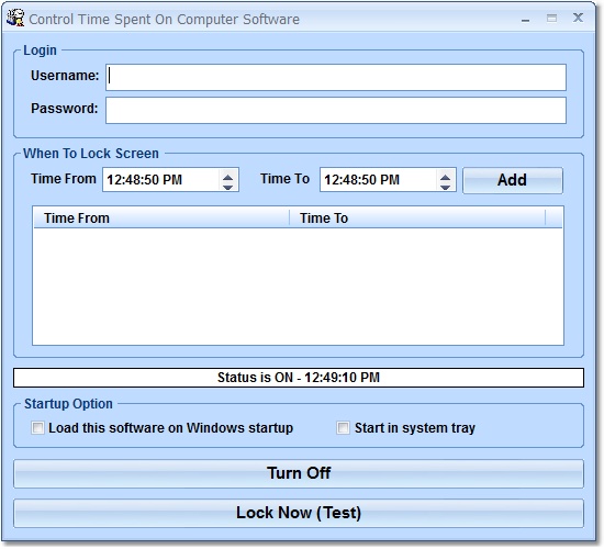 Click to view Control Time Spent On Computer Software 7.0 screenshot