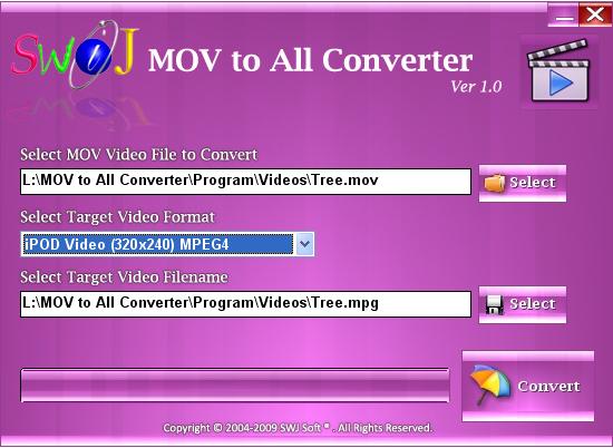 Click to view SWiJ MOV to All Converter 1.0 screenshot