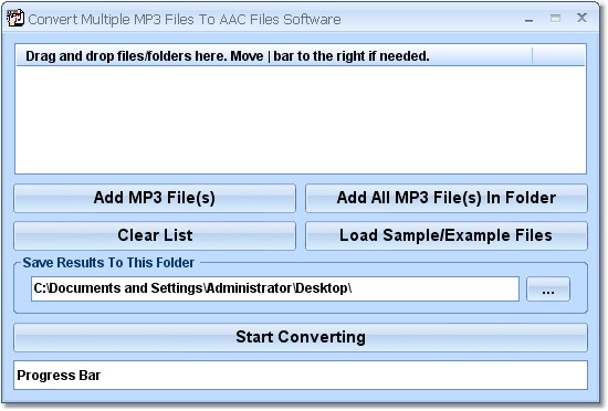 Click to view Convert Multiple MP3 Files To AAC Files Software 7.0 screenshot