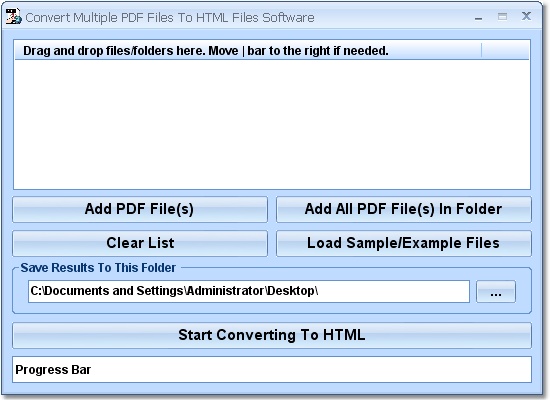 Click to view Convert Multiple PDF Files To HTML Files Software 7.0 screenshot