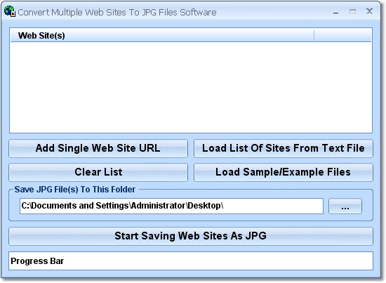 Click to view Convert Multiple Web Sites To JPG Files Software 7.0 screenshot