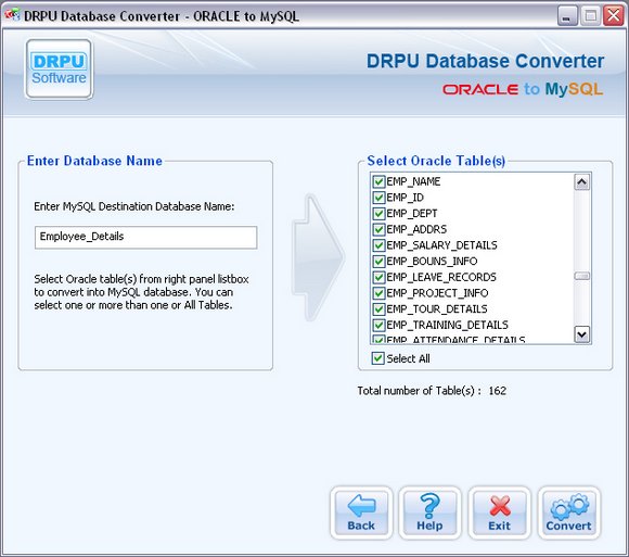 Click to view Oracle to MySQL Free 4.0.1.6 screenshot
