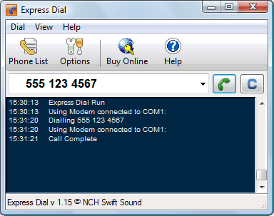 Click to view Express Dial Professional Phone Dialer 2.02 screenshot