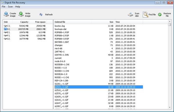 Click to view Digesk file recovery 1.2 screenshot