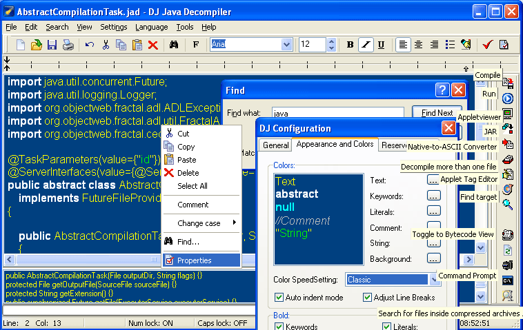 Click to view DJ Java Decompiler 3.12.12.98 screenshot