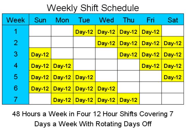 Click to view 12 Hour Schedules for 7 Days a Week 2 screenshot