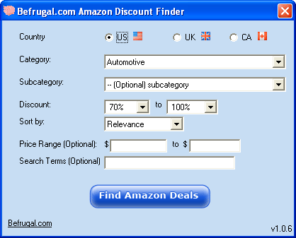 Click to view BeFrugal's Amazon Deal Finder 1.0.6 screenshot