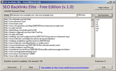 Click to view SEO Backlinks Elite Software 1.0 screenshot