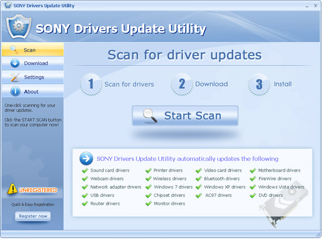 Click to view SONY Drivers Update Utility 6.5 screenshot