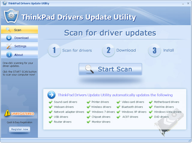Click to view ThinkPad Drivers Update Utility 6.5 screenshot