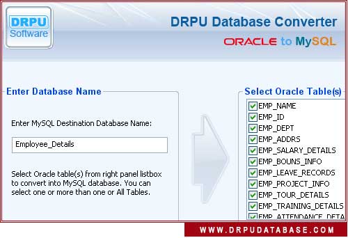 Click to view Oracle to MySQL 4.0.1.6 screenshot