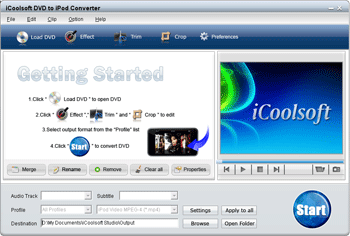 Click to view iCoolsoft DVD to iPod Converter 3.1.10 screenshot