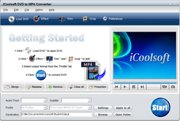 Click to view iCoolsoft DVD to MP4 Converter 3.1.10 screenshot