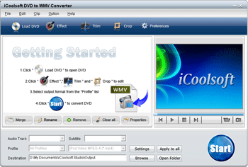 Click to view iCoolsoft DVD to WMV Converter 3.1.10 screenshot