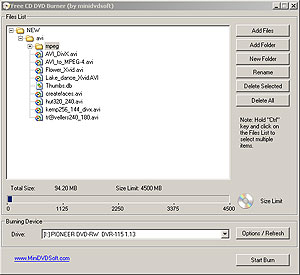 Click to view Free DVD Burner 3.0 screenshot