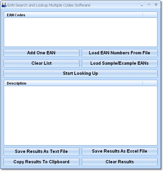 Click to view EAN Search and Lookup Multiple Codes Software 7.0 screenshot