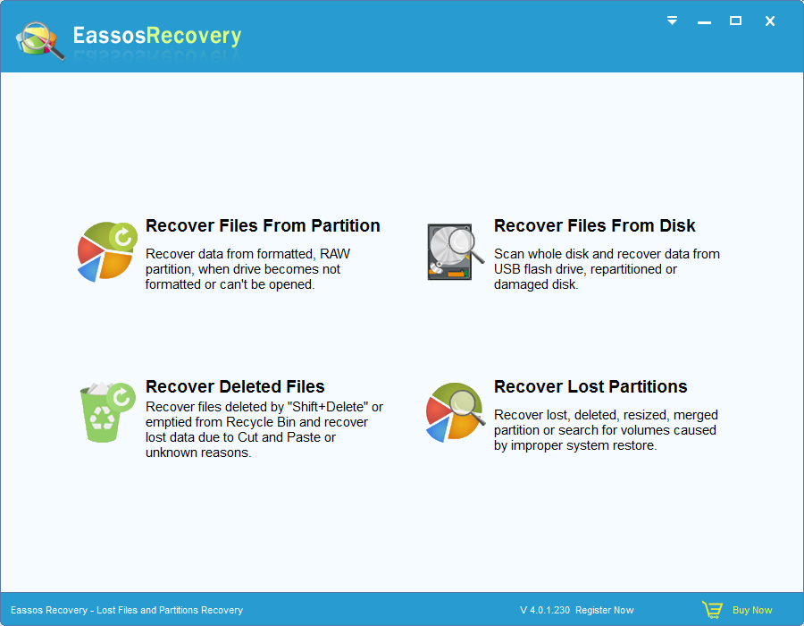 Click to view Eassos Recovery 3.7.2 screenshot