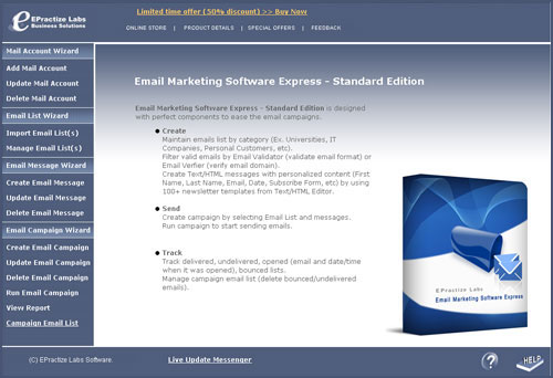 Click to view Email Marketing Software Express Standard Edition 2.0.2 screenshot