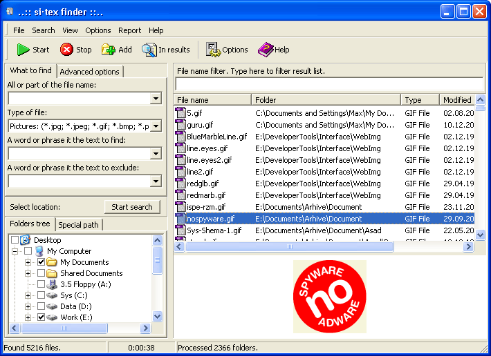 Click to view Advanced File Finder 3.1.10 screenshot