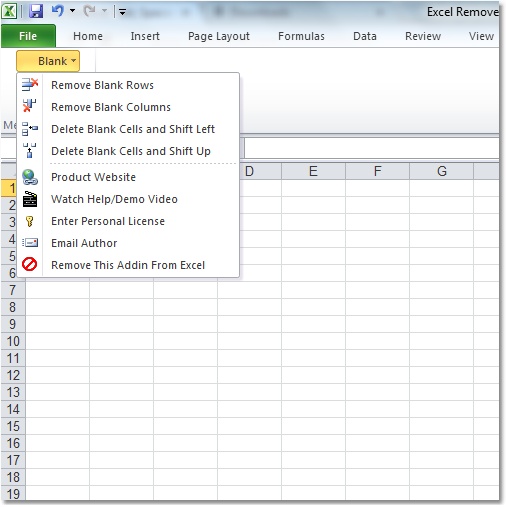 Click to view Excel Remove Blank Rows, Columns or Cells Software 7.0 screenshot