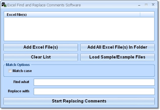 Click to view Excel Find and Replace Comments Software 7.0 screenshot