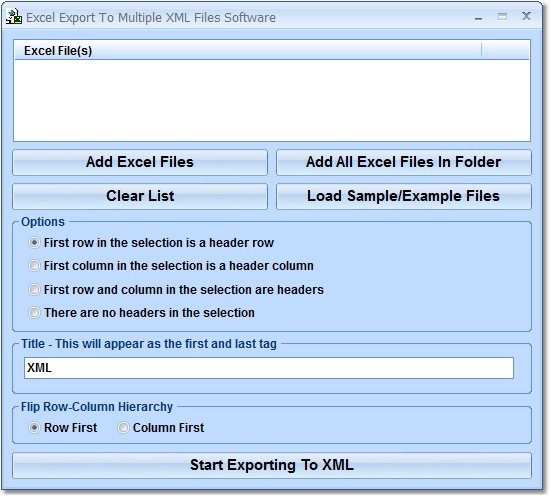 Click to view Excel Export To Multiple XML Files Software 7.0 screenshot