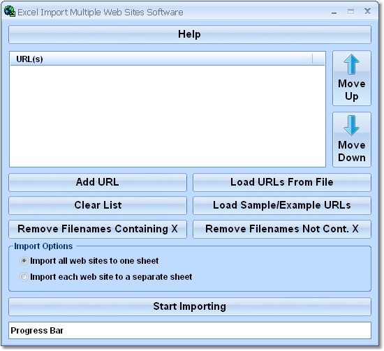 Click to view Excel Import Multiple Web Sites Software 7.0 screenshot