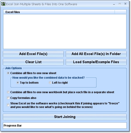 Click to view Excel Join Multiple Sheets & Files Into One Softwa 7.0 screenshot