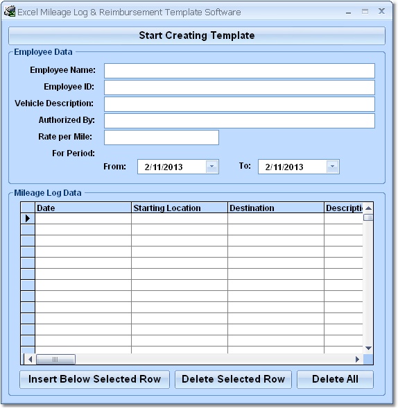 Click to view Excel Mileage Log & Reimbursement Template Softwar 7.0 screenshot