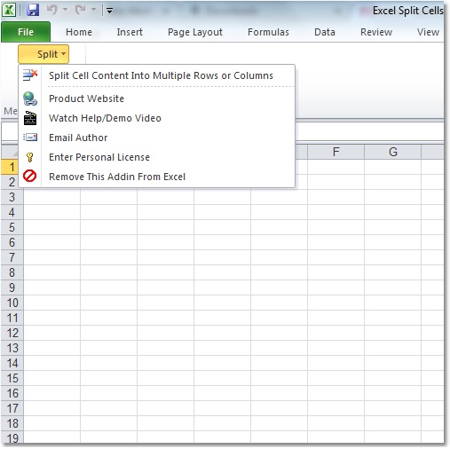 Click to view Excel Split Cells Into Multiple Rows or Columns So 7.0 screenshot