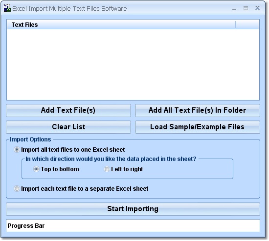 Click to view Excel Import Multiple Text Files Software 7.0 screenshot