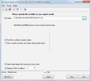 Click to view Export Query to Excel for Oracle 1.07.00 screenshot